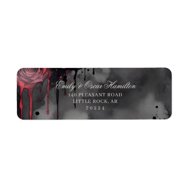 Adresse de retour élégante Rose rouge et noire got (Devant)