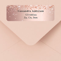 Adresse de retour en confetti or rose