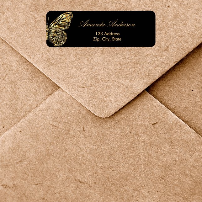 Adresse de retour en or noir papillon (Créateur téléchargé)