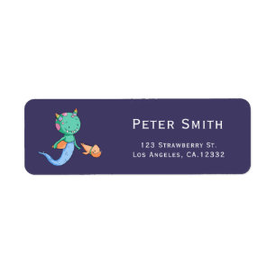 Adresse de Retour Enfants Monstre Mermaid Mignon