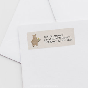 Adresse de retour Étiquette Boho Woodland Bear