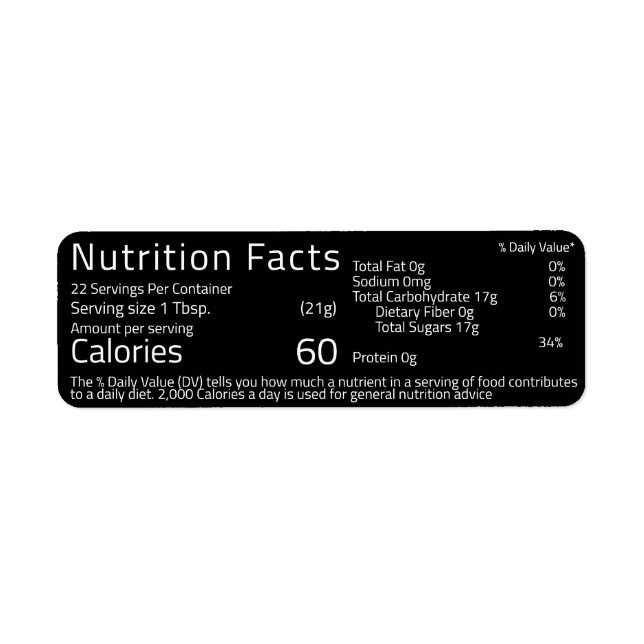 Adresse de retour Étiquette Miel Valeur nutritive  (Devant)