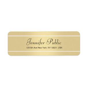 Adresse de retour Étiquette Or moderne Blanc Scrip