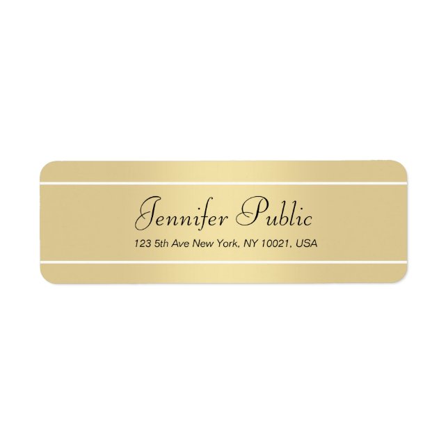 Adresse de retour Étiquette Or moderne Blanc Scrip (Devant)