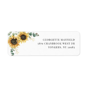 Adresse de retour Fleur de tournesol Eucalyptus