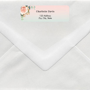 Adresse de retour fleur or rose