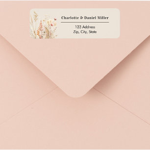 Adresse de retour fleur sauvage beige rose