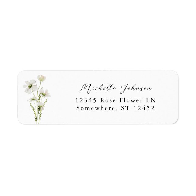 Adresse de retour Florale blanche et jaune Étiquet (Devant)