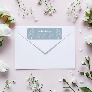 Adresse de Retour Florale Bleue