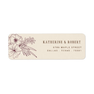 Adresse de retour florale de crème moderne