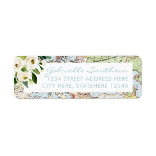 Adresse de retour florale de vert bleu de carte