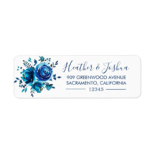 Adresse de retour florale d'humeur d'indigo