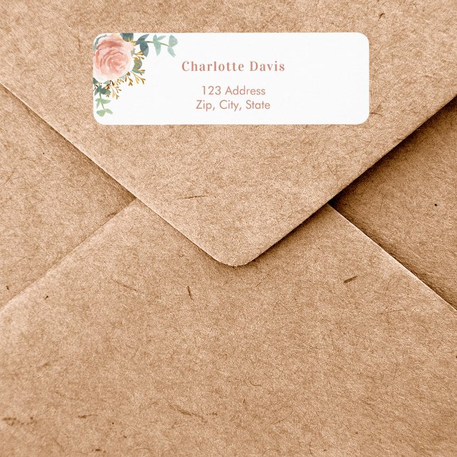 Adresse de retour florale eucalyptus or rose (Créateur téléchargé)