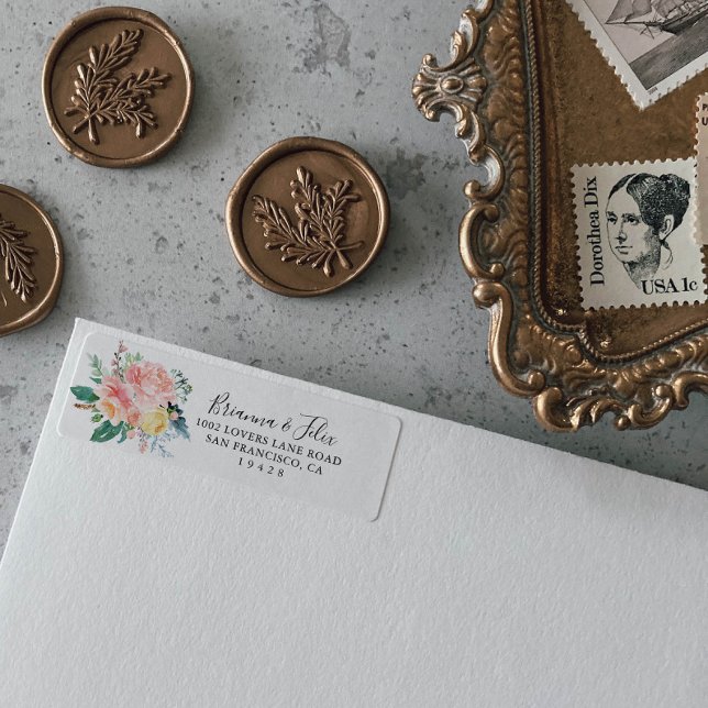 Adresse de retour florale tropicale illustrée (Créateur téléchargé)