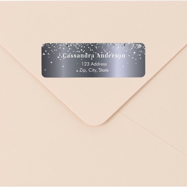 Adresse de retour glamour à paillettes argentées (Créateur téléchargé)