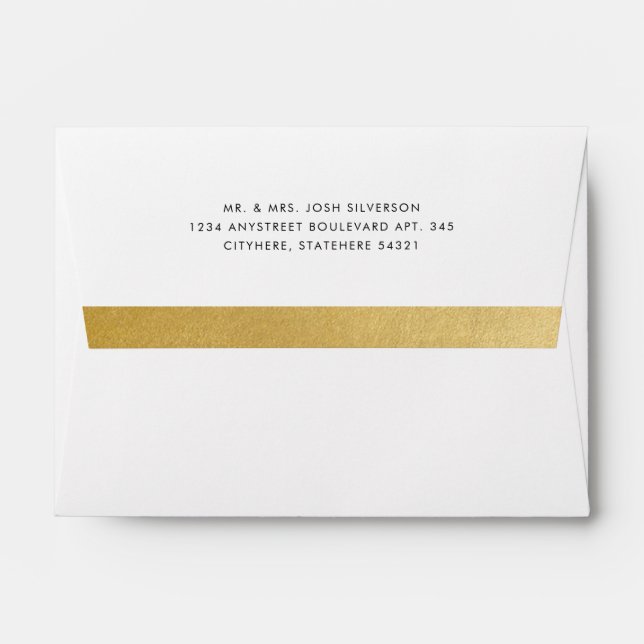 Adresse de retour Gold Stripe A6 Enveloppe de mess (Dos (Haut rabat))