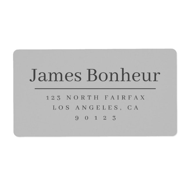 Adresse de retour gris simple et sophistiqué (Devant)