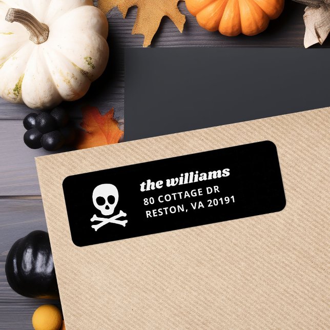 Adresse de retour Halloween du crâne et des os cro (Créateur téléchargé)