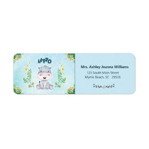 Adresse de retour Hippo mignonne