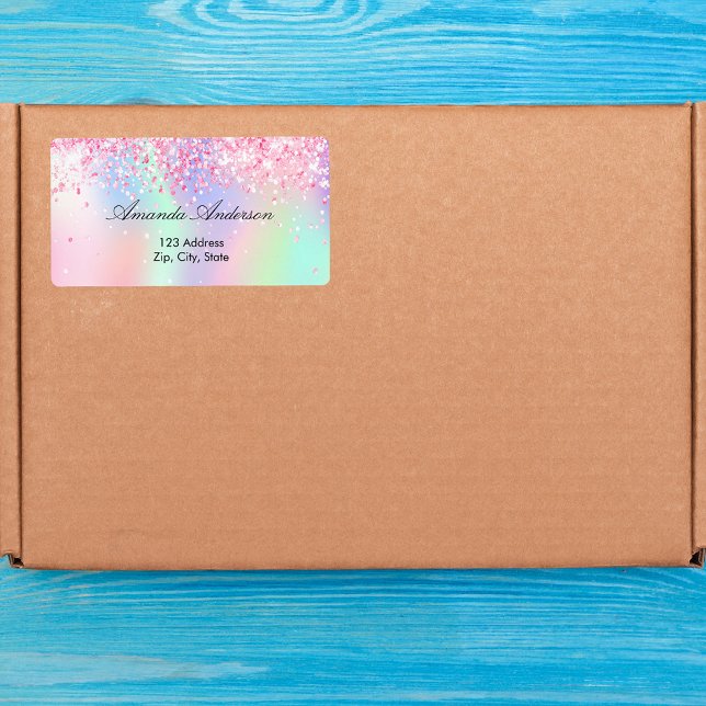 Adresse de retour holographique rose violet (Créateur téléchargé)