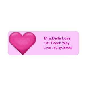 Adresse de retour Lables de coeur rose
