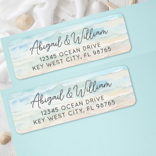 Adresse de Retour Mariage Aquarelle de Plage