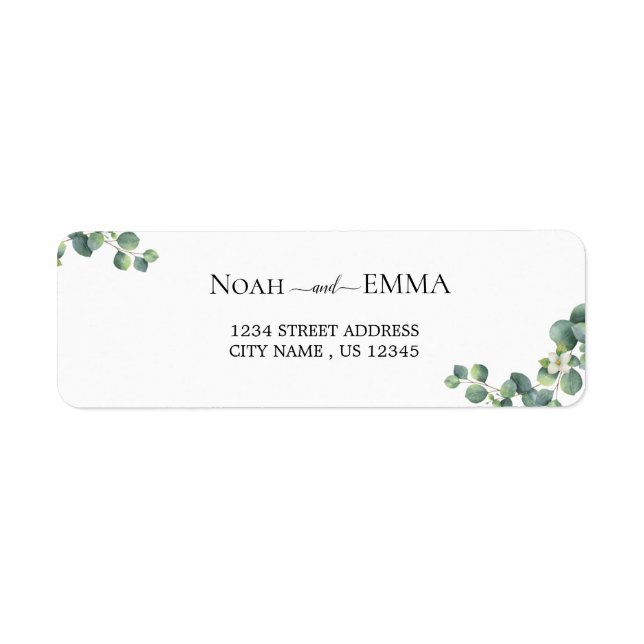 adresse de retour mariage de la branche Eucalyptus (Devant)