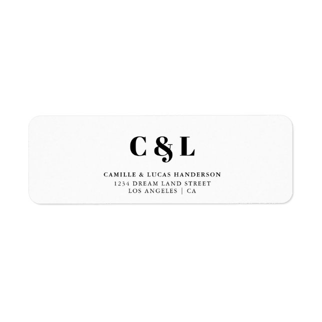 Adresse de retour mariage élégante et tendance (Devant)