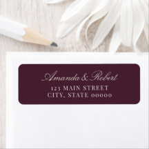 Adresse de Retour Mariage Élégante Prune