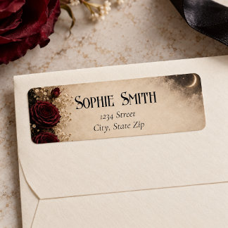 Adresse de Retour Mariage Romance Sombre Rose Bour