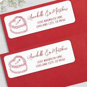 Adresse de Retour Mariage Rouge Dessinée à la Main