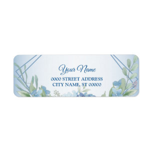Adresse de Retour Mariage Vintage Floral Bleu Pous