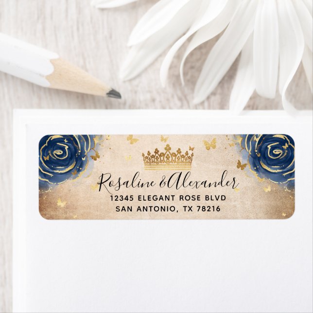 Adresse de retour Marine Blue and Gold Crown (En situation)