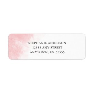 Adresse de Retour Minimaliste Aquarelle Rose