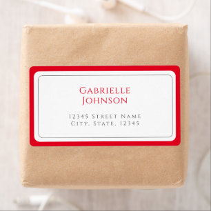 Adresse de Retour Minimaliste Blanche et Rouge Cer