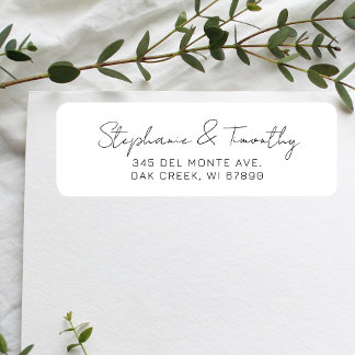 Adresse de retour minimaliste du mariage