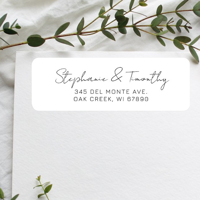 Adresse de retour minimaliste du mariage (Effortlessly manage wedding correspondence with our simple return labels, ensuring seamless mailing.)