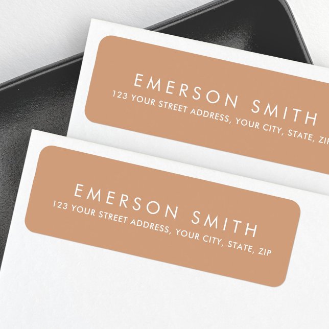Adresse de retour minimaliste en terre cuite légèr (Minimal elegant light terracotta return address label)