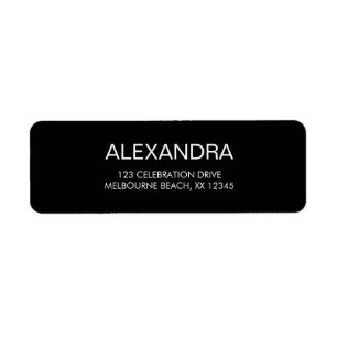 Adresse de retour minimaliste noire moderne et élé