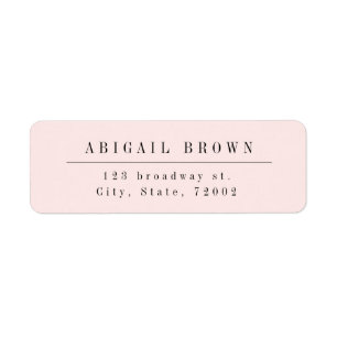 Adresse de retour minimaliste rose moderne