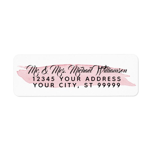 Adresse de retour Moderne Aquarelle Pinceau rose (Devant)