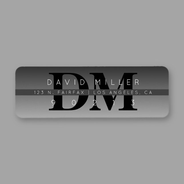 Adresse de retour moderne Black Grey Gradient (Créateur téléchargé)