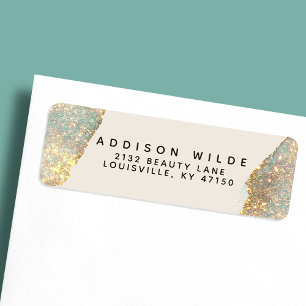 Adresse de Retour Moderne Pailletée Glamour Hologr