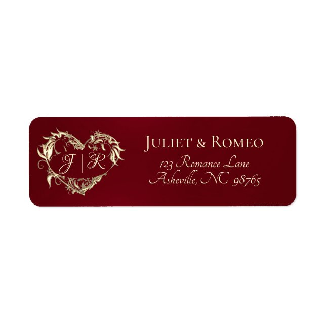 Adresse de retour Monogramme Cœur - Rouge (Devant)