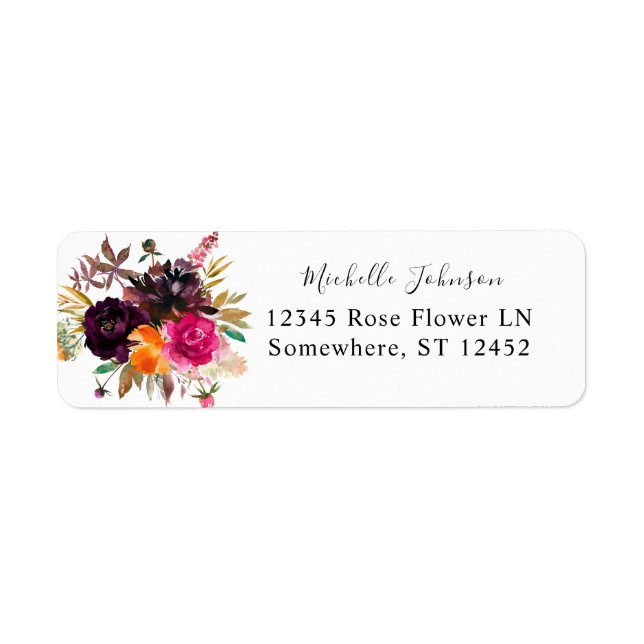 Adresse de retour Orange, Hot Pink & Purple Floral (Devant)
