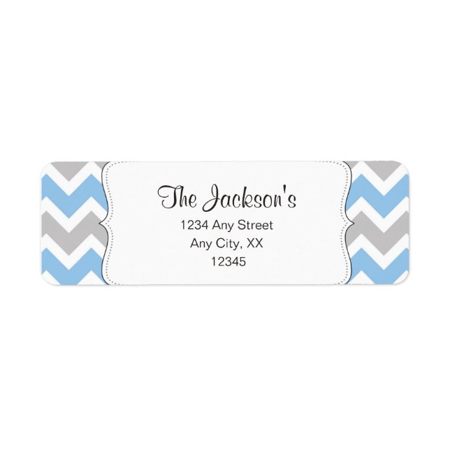 Adresse de retour ou de douche Blue Grey Chevron (Devant)