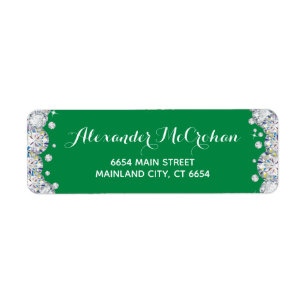 Adresse de retour Paillettes Diamant Vert et Argen
