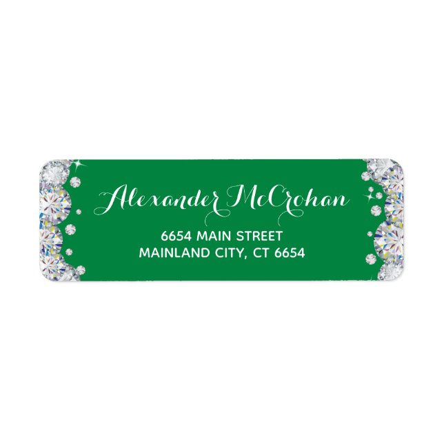 Adresse de retour Paillettes Diamant Vert et Argen (Devant)
