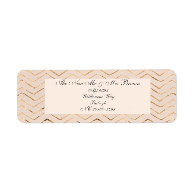 Adresse de retour Peach et Gold Chevron (Devant)