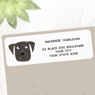 Adresse de retour personnalisée de chien noir amus